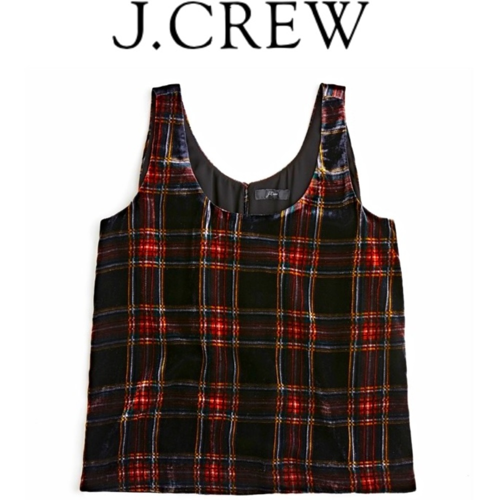 🔖 J.CREW Velvet Tank Top Stewart Tartan Plaid K2521